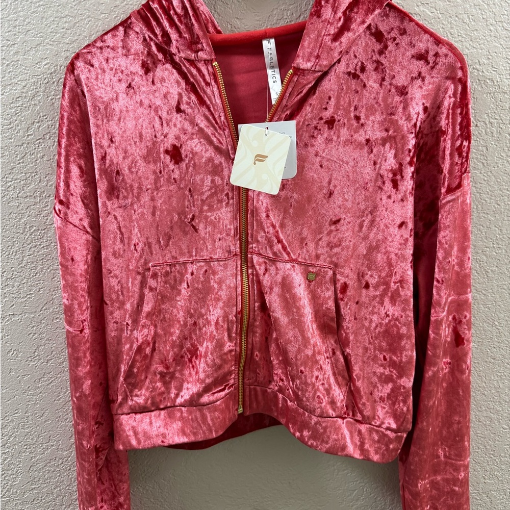 Fabletics Red Velvet Zip-Up Hoodie